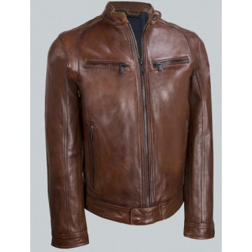 Louisiana Leather Men's Cafe Racer Motorcycle Jacket