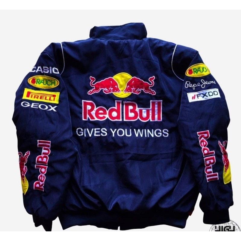 Red Bull Embroidered Blue Nascar Vintage Jacket