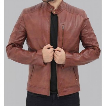 Men's Benjamin Cafe Racer Brown Leather Jacket