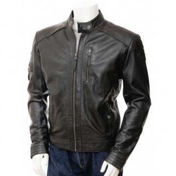 Men's Slim Stylish Cafe Racer Real Leather Biker Jacket