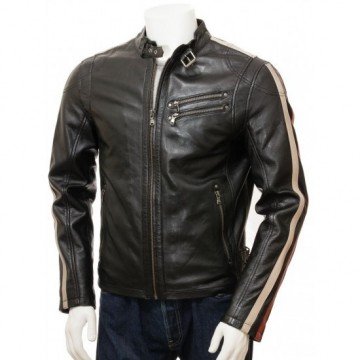 Men's Retro Cafe Racer Style Real Leather Biker Jacket