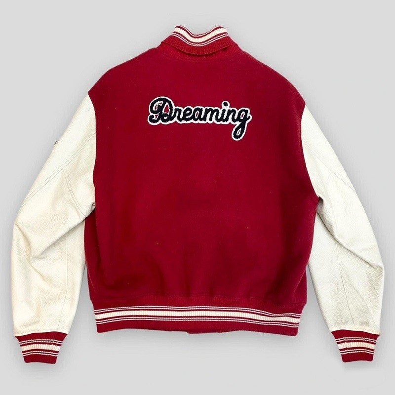 Pop Smoke Louis Vuitton Dreaming Red Varsity Jacket