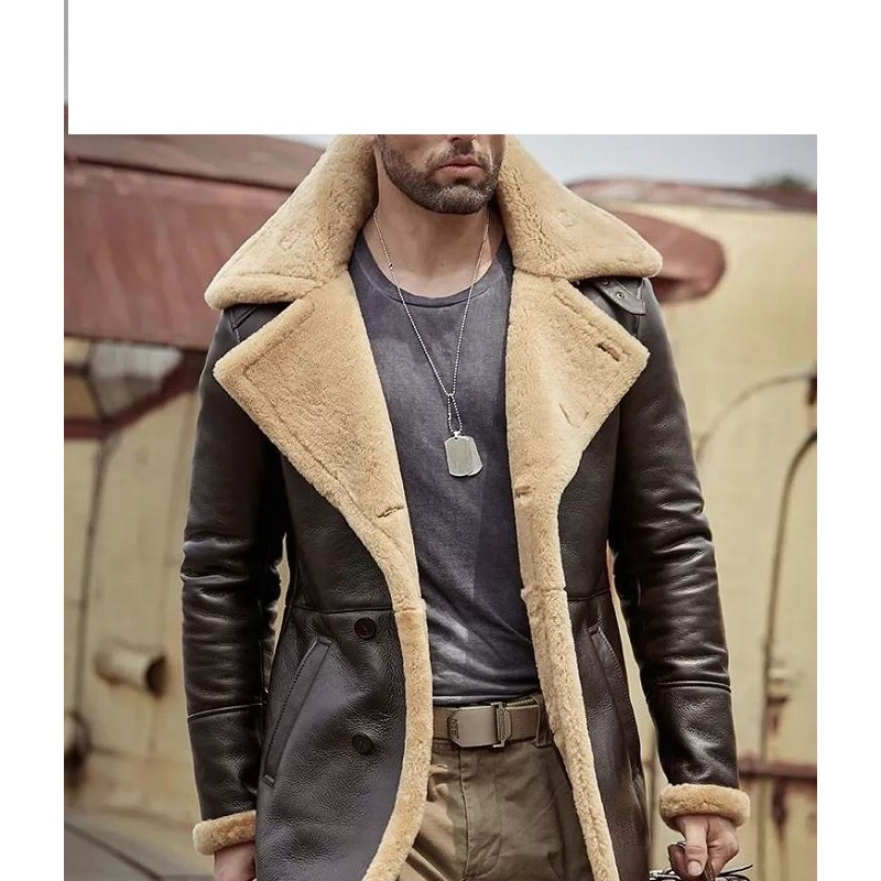 Tom Hardy B3 Aviator Sheepskin Shearling Leather Coat