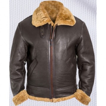 Men’s Brown RAF WWII Aviator Vintage Real Shearling Sheepskin Flying Leather Jacket