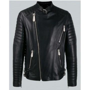Trendy Black Color Biker Jacket For Men's