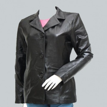 Timeless Black Women's Leather Blazer