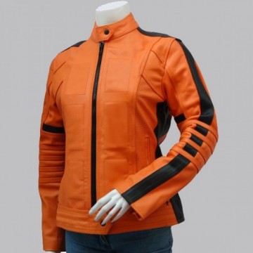 Women's Orange Leather Jacket