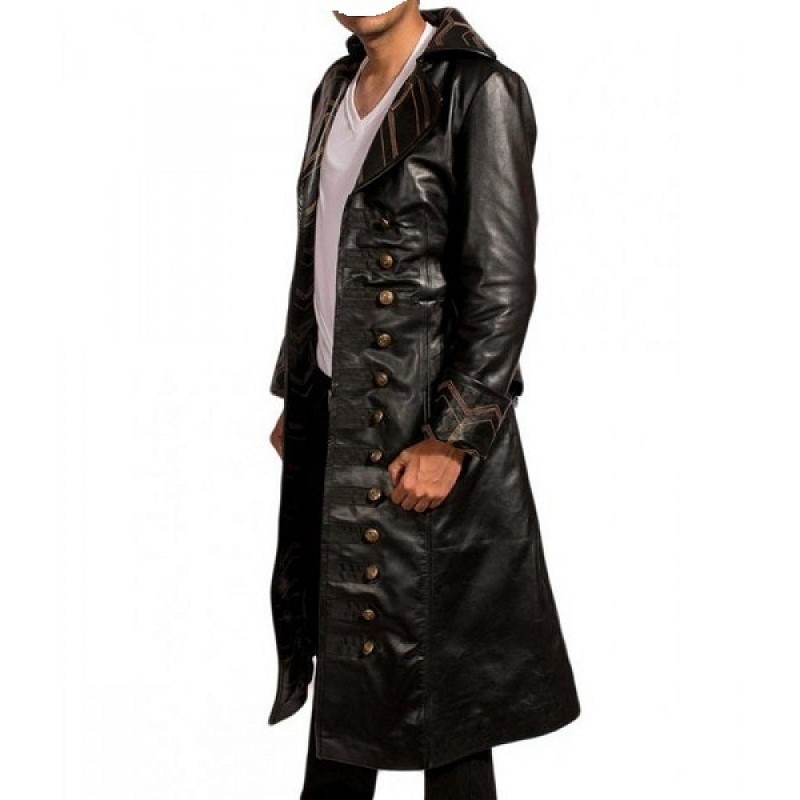 Captain Hook Leather Trench Coat