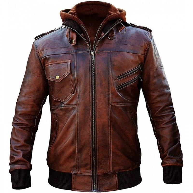 Men's Jacket Cafe Racer Brando Vintage Motorcycle Retro Biker Leather ...