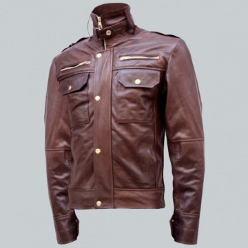 Chocolate Brown Leather Jacket Men's